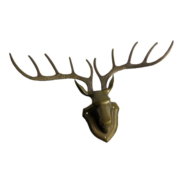 Brass 5 Point Deer Head Sculpture Created to Resemble Realistic Anatomy For Sale