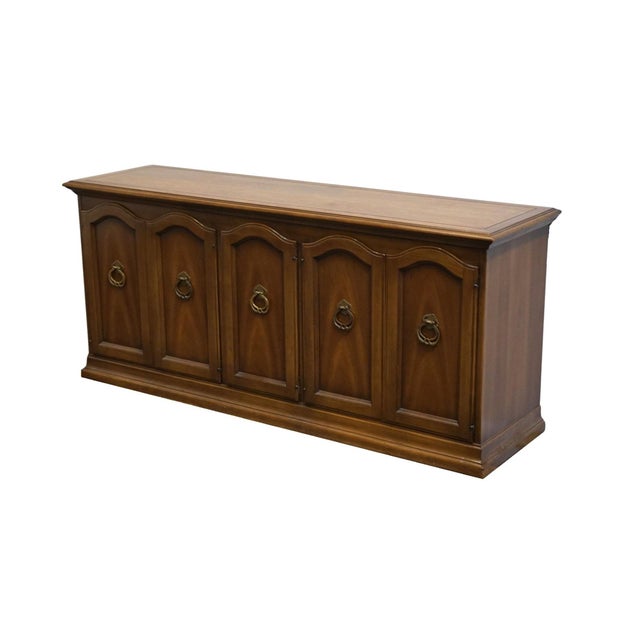 DREXEL FURNITURE Solid Pecan Italian Mediterranean Style 68" Buffet Sideboard 30.25" High 68.5" Wide 19.25" Deep We...