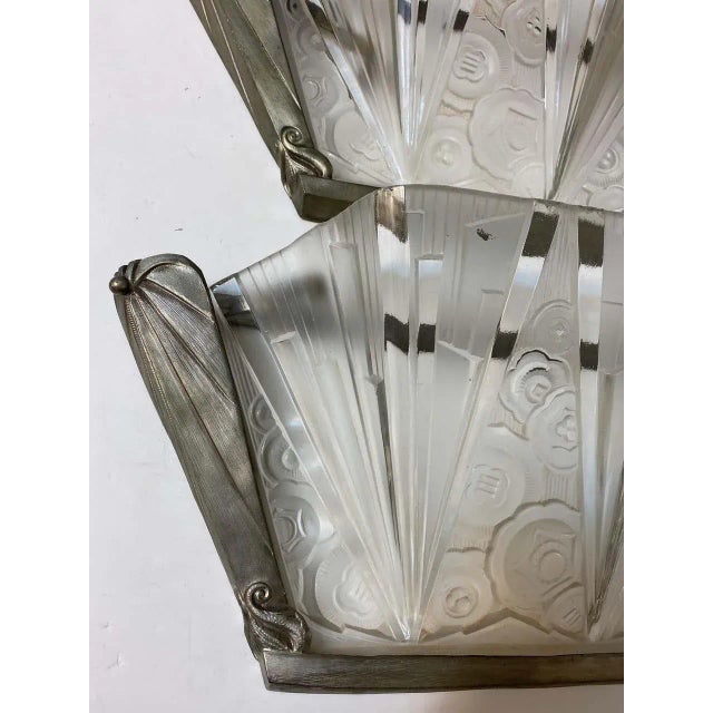 Art Deco Pair of Hettier Vincent French Art Deco Wall Sconces For Sale - Image 3 of 12