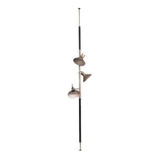 Vintage Mid Century Black Gold Tension Pole Lamp Light For Sale