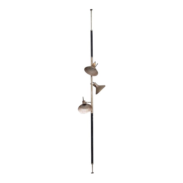 Vintage Mid Century Black Gold Tension Pole Lamp Light For Sale