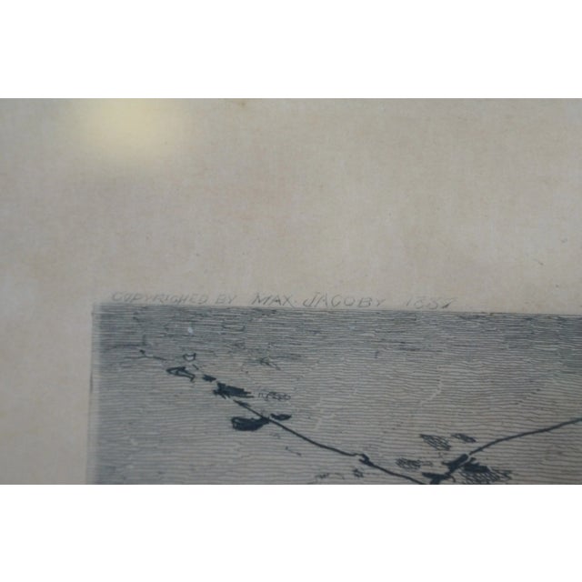 Black Antique 1887 Henry Pruett Share Signed Winter Farm Landscape Etching 20", Framed For Sale - Image 8 of 11