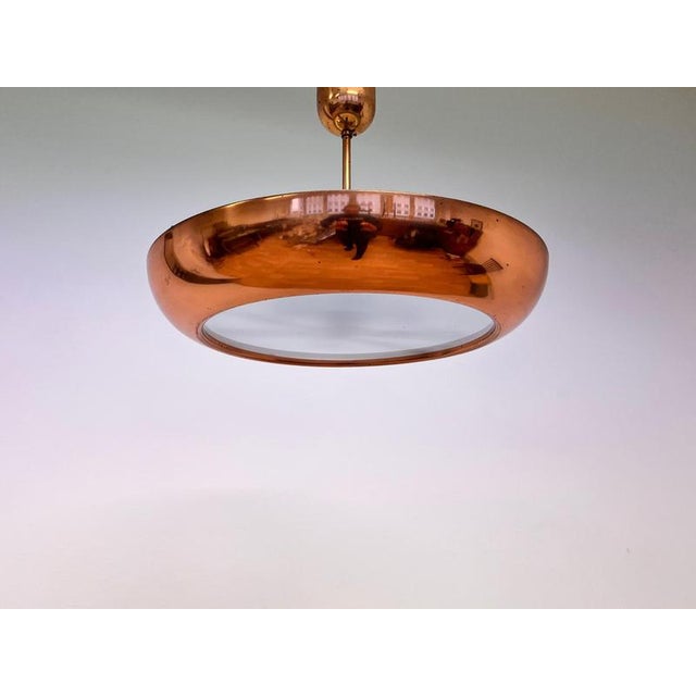 Brown Bauhaus Copper Pendant Lights from Napako, 1940s, Set of 2 For Sale - Image 8 of 10