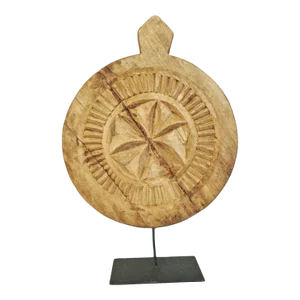 Vintage Wood Medallion on Stand