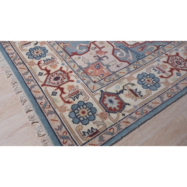 9x12 Ivory Medallion Traditional Hand Knotted Wool Carpet Rug For Sale - Image 4 of 6