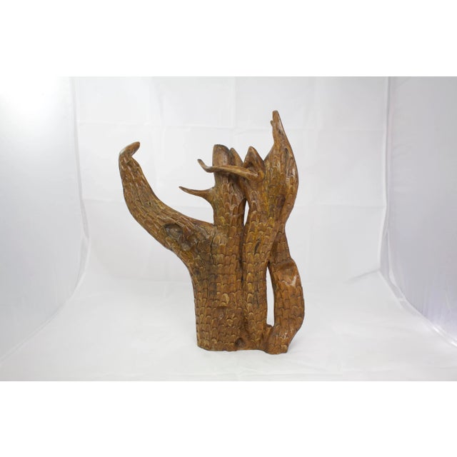 Vintage Carved Wooden Tree Sculpture For Sale - Image 4 of 5