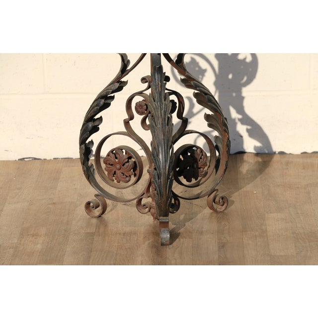 Antique Wrought Iron Floor Candelabra | Ornate Gothic Revival Candleholder | Early 20th Century For Sale - Image 13 of 18