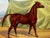 English Victorian sporting oil painting of an Arabian horse in the Bombay Stables, India, c.1900 An elegant English...