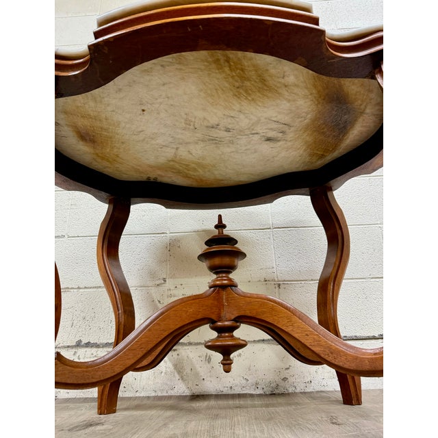 Antique White Marble Turtle Top Victorian Eastlake Parlor Table Center Table For Sale - Image 10 of 10