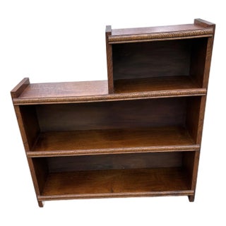 Antique English Art Deco Open Step Bookcase For Sale