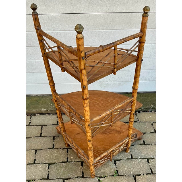 Early 20th Century Antique Bamboo Corner Étagère For Sale - Image 5 of 12