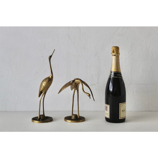 Vintage Mid-Century Mantle Size Sculptural Brass Cranes Herons Water Fowl-a Pair For Sale - Image 14 of 14