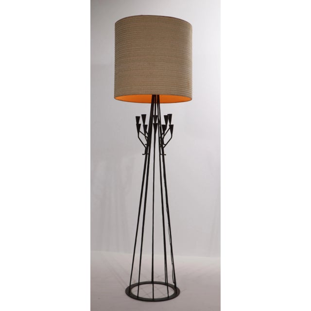 Black Brutalist Wrought Iron Floor Lamp Made in Portugal For Sale - Image 8 of 8