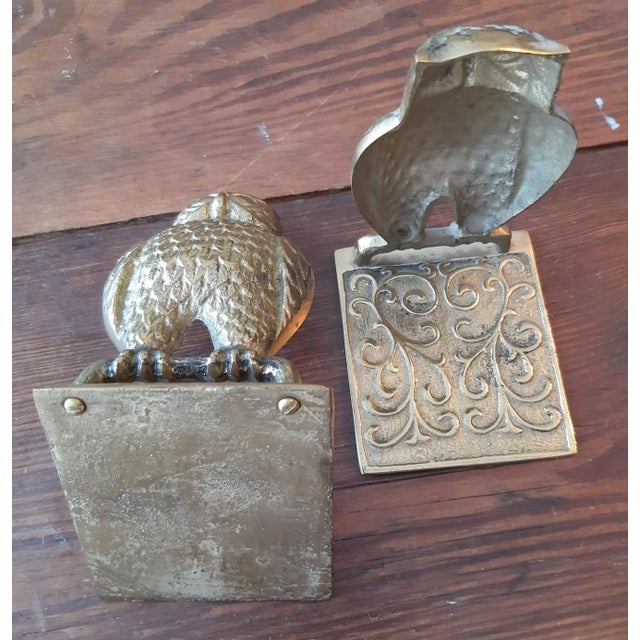 Vintage Brass Owl Bird Bookends Pair For Sale In Fayetteville, AR - Image 6 of 7