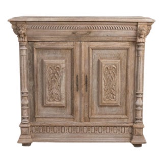 1900s Belgian Louis XIII Carved Oak Buffet For Sale