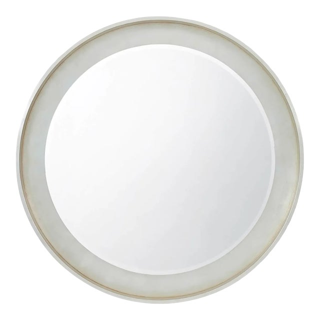 Modern Round Silver Leaf Mirror For Sale