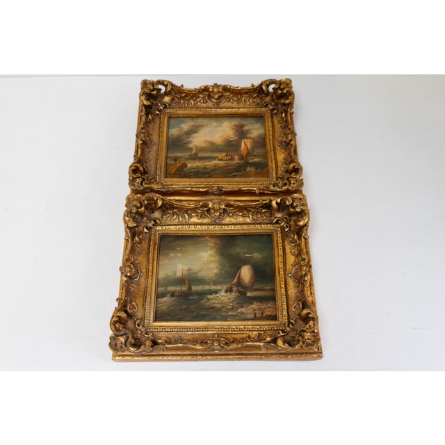 Sailing Boats, 20th Century, Oil Paintings, Framed, Set of 2 For Sale - Image 5 of 18
