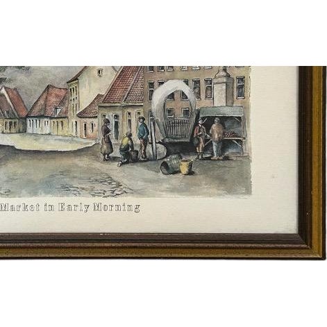 Vintage Framed European Market Street Scene Print by Henry Van Den Bogaard For Sale - Image 9 of 10