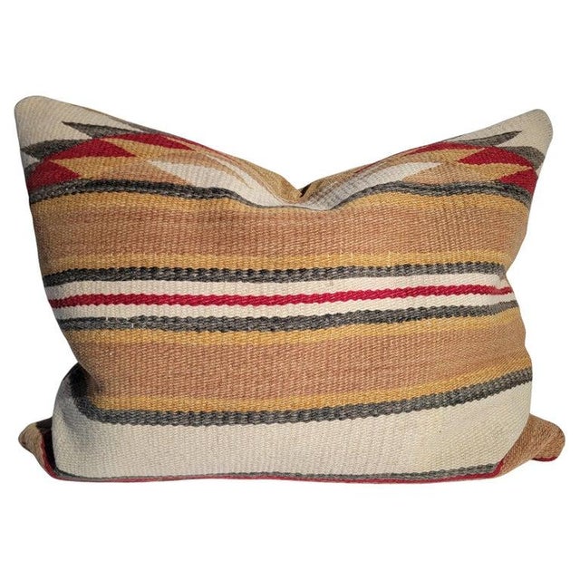 20Thc Navajo Indian weaving bolster pillows with mohair backings.These simple & geometric pillows are in fine condition...