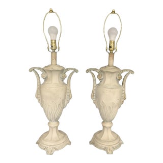 Pair of Vintage Neoclassical Empire Urn Table Lamps – Substantial Size Cast Metal & Genuine Patina for a Number of Decor Styles - See Pics! For Sale