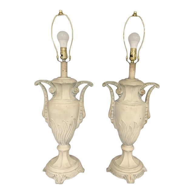 Pair of Vintage Neoclassical Empire Urn Table Lamps – Substantial Size Cast Metal & Genuine Patina for a Number of Decor Styles - See Pics! For Sale