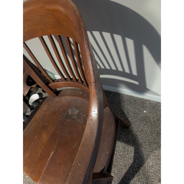 1930s Antique Government Bankers Chair Bureau of Accounts For Sale - Image 5 of 11