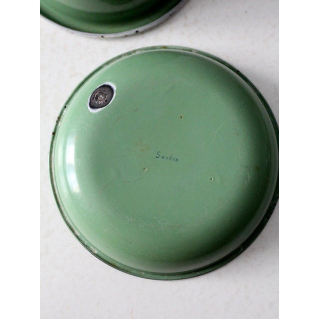 Mid-Century Swedish Green Enamelware Bowl Set For Sale - Image 4 of 13