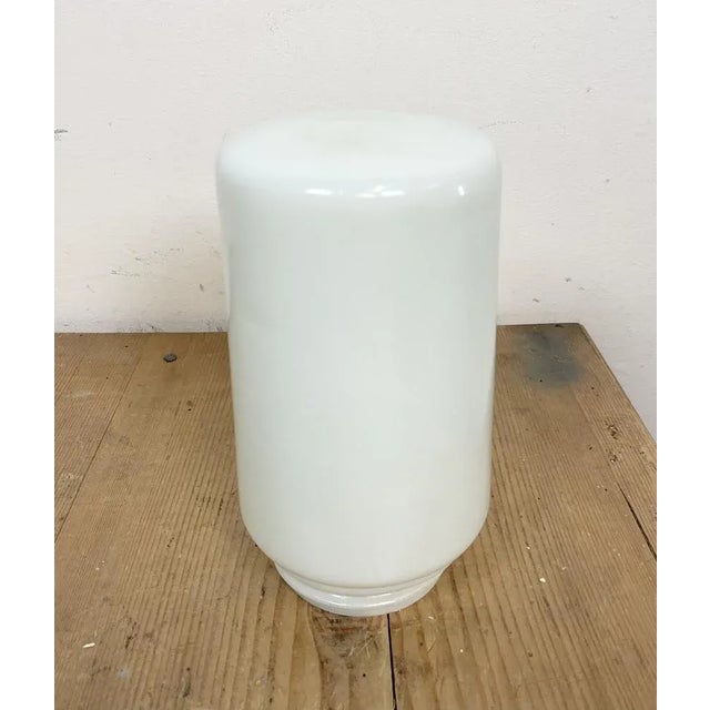 Industrial White Porcelain Pendant Light with Milk Glass, 1970s For Sale - Image 11 of 13