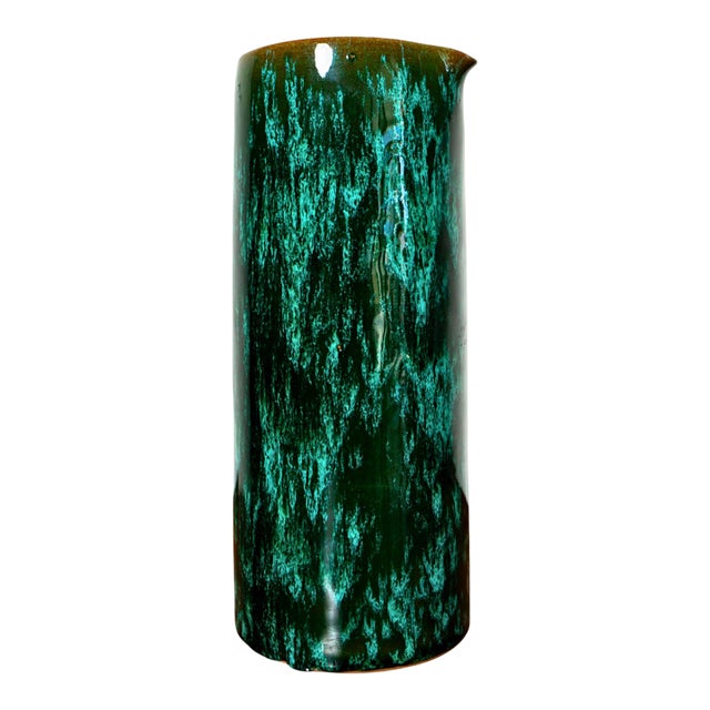 Emerald Green Drip Glaze Ceramic Pitcher Vase For Sale