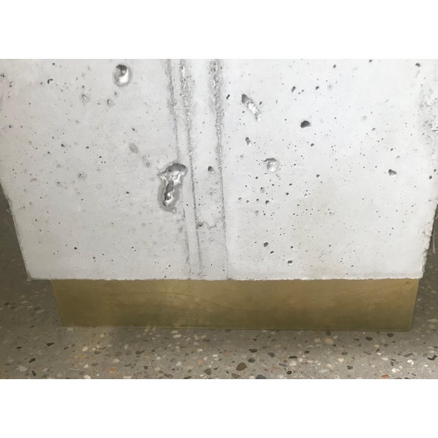 Brass 21 Century Brutalist Concrete Block Side Table with Brass Feet by E Slayton For Sale - Image 8 of 9