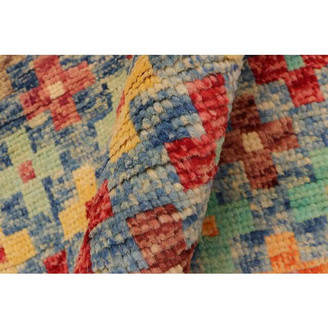 Red Shabby Chic Balochi Blue/Red Wool Rug - 3'4''x5'1'' For Sale - Image 8 of 11