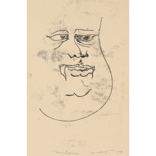 Visage - 1974 Original Monoprint Lithograph on Paper by Michael William Eggleston For Sale - Image 4 of 7