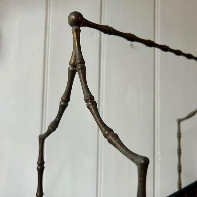 Vintage French Aesthetic Movement Faux Bamboo Brass Vinyl Rack, 1950s For Sale - Image 4 of 6