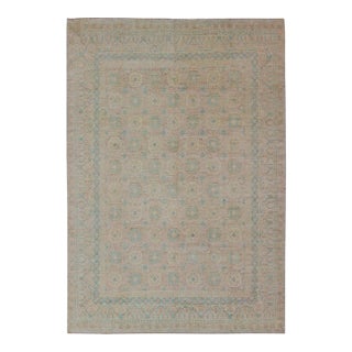 Khotan Design Rug With Geometric Medallions in Tan by Keivan Woven Arts For Sale