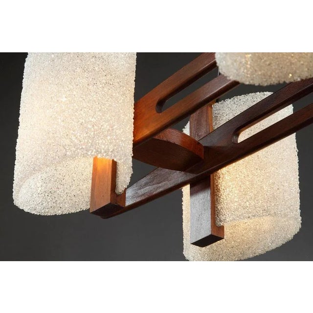 Scandinavian Teak and Acrylic Glass Granite Hanging Lamp For Sale - Image 16 of 18