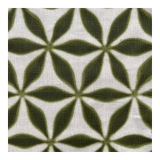 Jasper Stars in Green Linen Fabric- 2 Yards For Sale