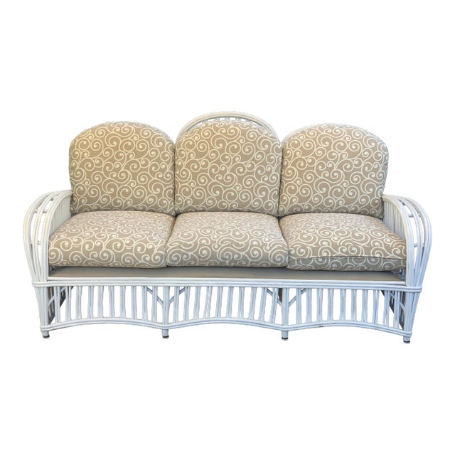 Vintage Rattan Cottage Sofa For Sale