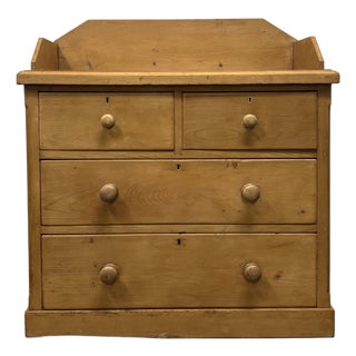 19th Century English Pine Chest of Drawers With Galleried Back For Sale
