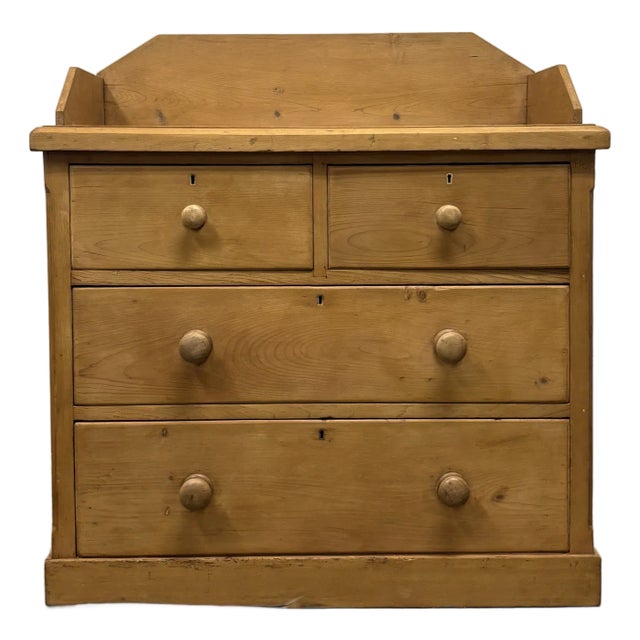 19th Century English Pine Chest of Drawers With Galleried Back For Sale