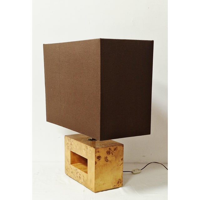 Mid-Century Modern Table Lamp in Birch Burl, 1970s For Sale - Image 3 of 14