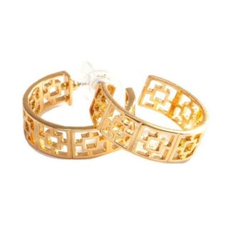 Trina Turk Gold Plated Hoop Earrings For Sale