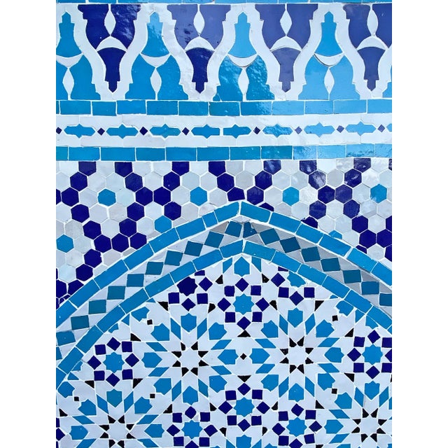 Moroccan Blue & White Moroccan Tile Wall Fountain For Sale - Image 3 of 6
