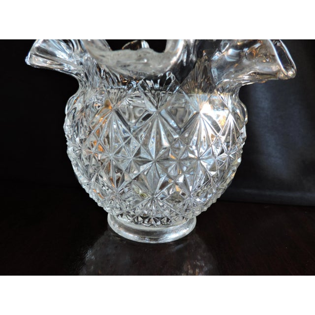 Transparent Vintage 1950's Fenton Art Glass Co. Cut Block Crimped Small Vase For Sale - Image 8 of 10