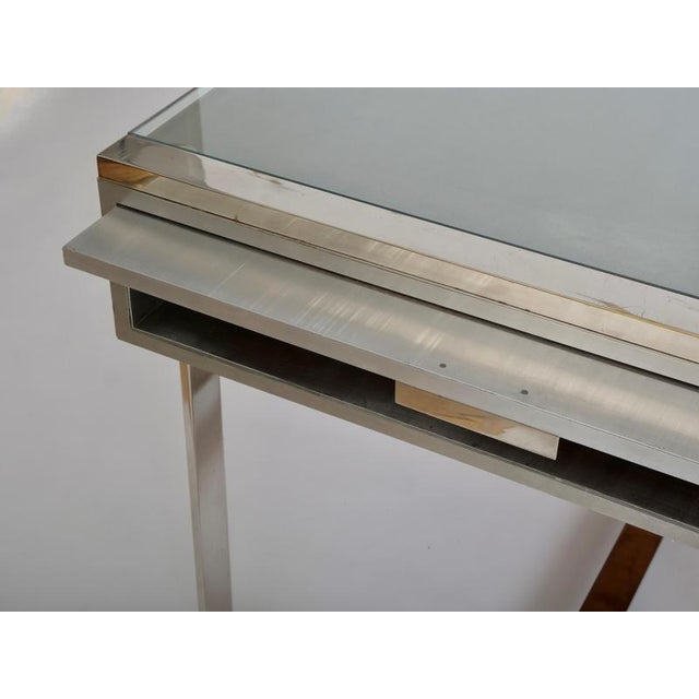 Brushed Steel Desk attributed to Raymond Cohen for Cohray, France, 1970s For Sale - Image 16 of 17