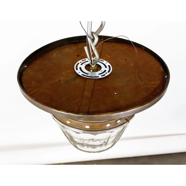 Bronze 1920s Faceted Flush Mount Light With Cut Glass Banding For Sale - Image 8 of 10