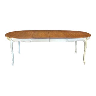 French Louis XV Style Midcentury Walnut Dining Table For Sale