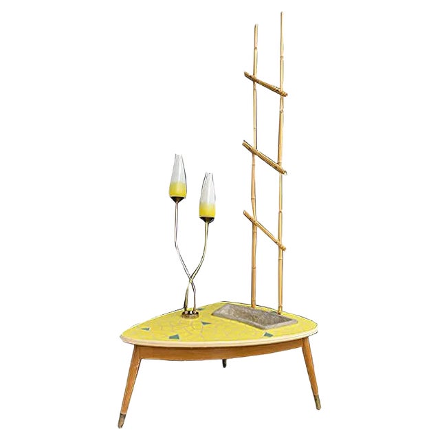 German Floor Lamp with Flower Stand and Planter, 1950s For Sale