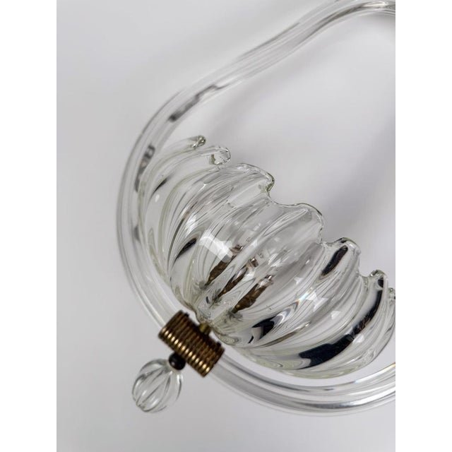 Metal Italian Art Deco Murano Glass and Brass Pendant in the style of Seguso, 1930s For Sale - Image 7 of 18