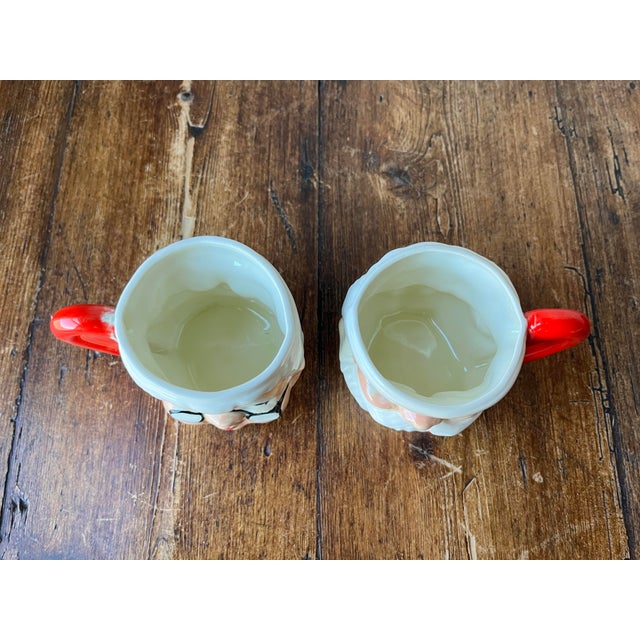 Ceramic Lefton Style Double-Sided Mr and Mrs Claus Mugs- Set of 2 For Sale - Image 7 of 8