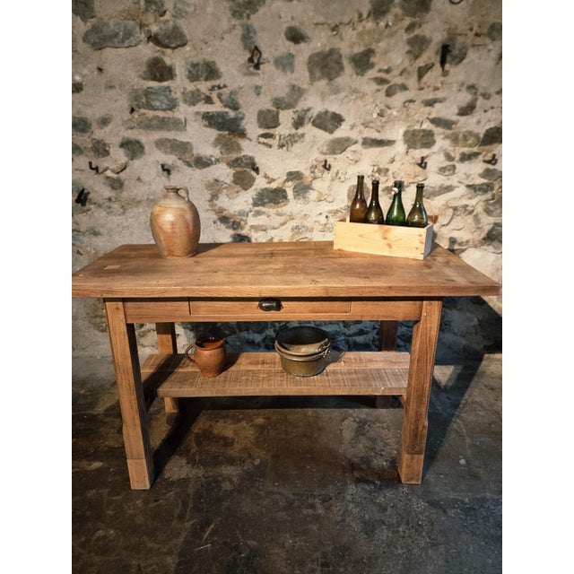 Vintage French Oak Workbench or Kitchen Island, 1930s For Sale - Image 14 of 18